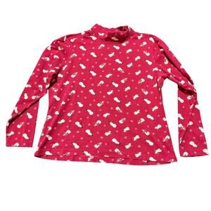 Croft & Barrow Snowman Print Holiday Mock Neck Shirt 100% Cotton XL
